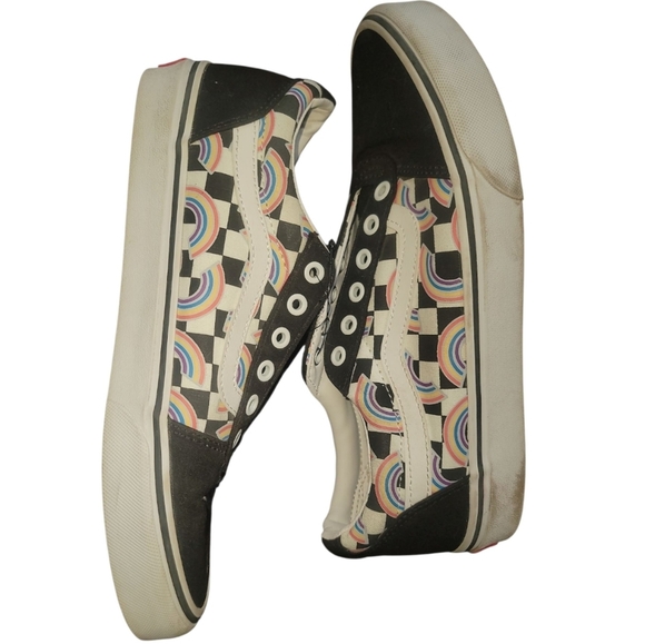 Vans Black White checkerboard ward Sneakers rainbows pride w 9.5 m 7.5 unisex - Picture 1 of 5